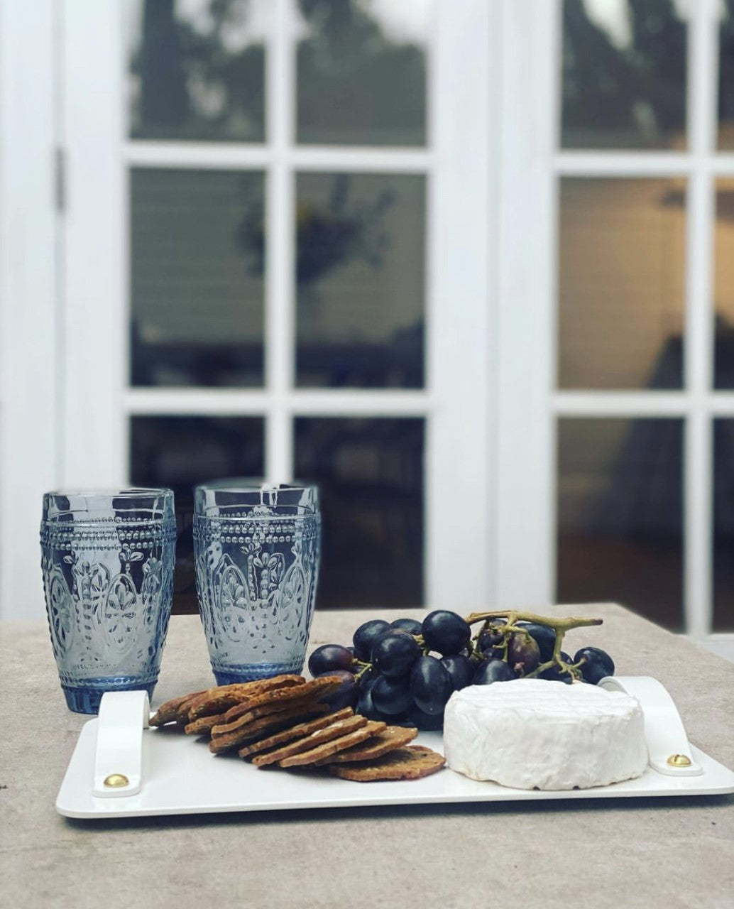 Small White Handled Platter